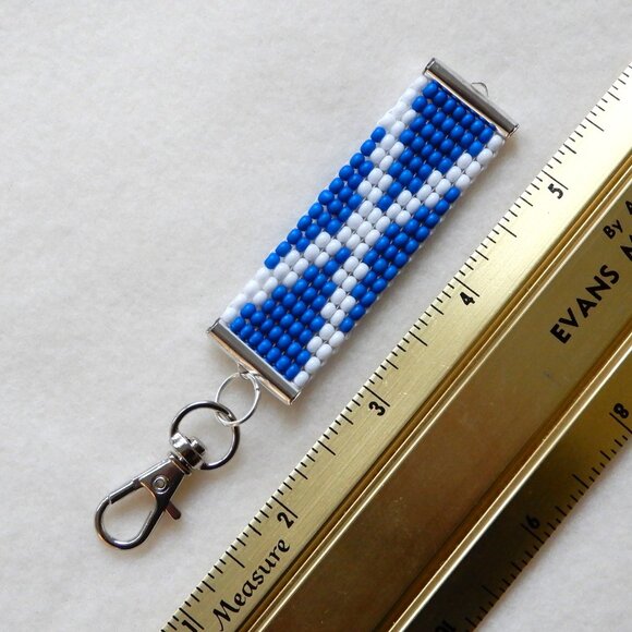 Scotland Scottish Scots flag bead keychain / bag charm, handmade, seed beads - Picture 4 of 4